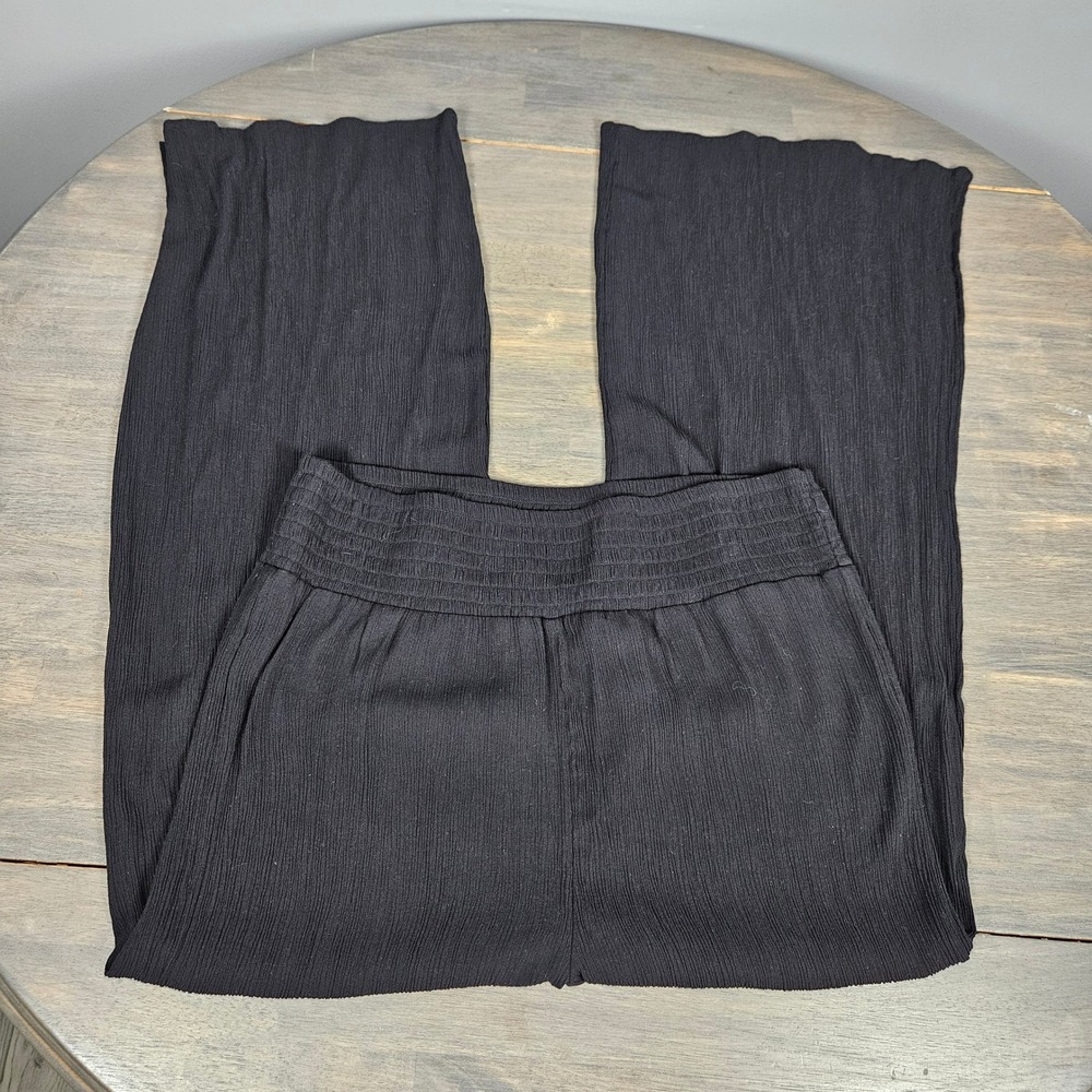 Shade & Shore Women's Large Swim Cover Up Pants Wide Leg Side Slit Boho Black